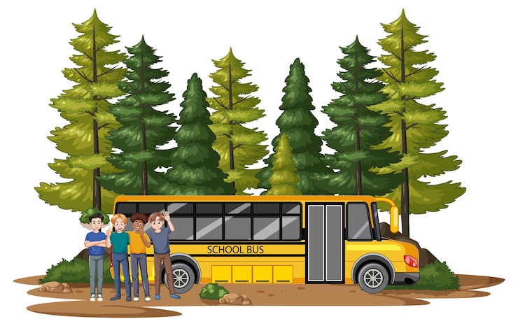 Vecteur gratuit excursion scolaire dans la forêt