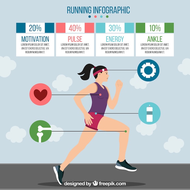 Vecteur gratuit exécution d'un modèle infographique avec des éléments colorés