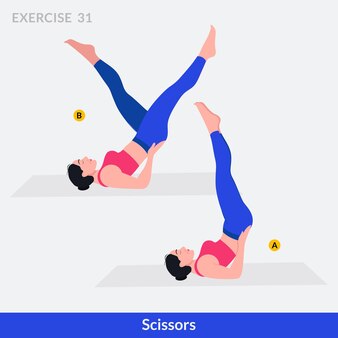 Exercice de ciseaux femme entraînement fitness aérobie et exercices