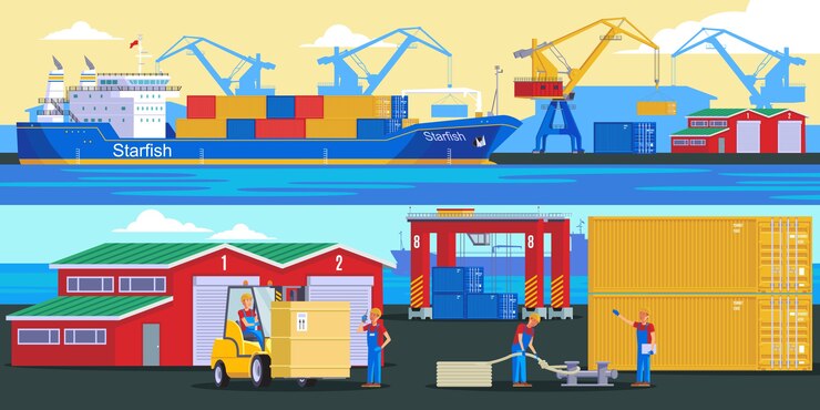 Vecteur gratuit expédition de bannières horizontales logistiques