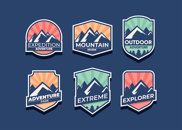 Vecteur gratuit explorez le jeu de symboles mountain advanture