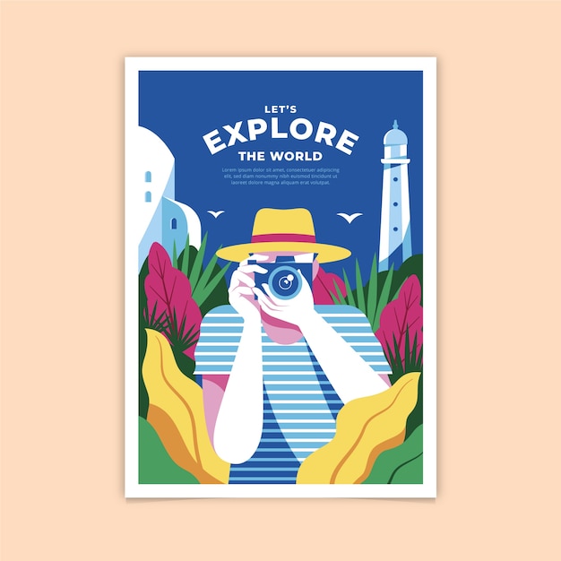 Vecteur gratuit explorons l'affiche du monde