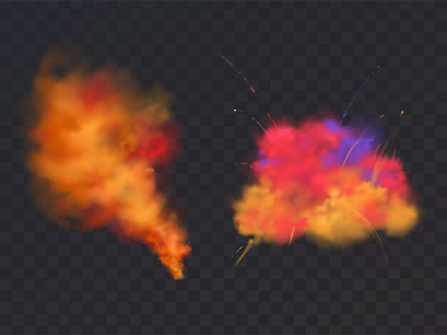 Explosion de poudre de peinture réaliste 3d sur fond transparent. Symbole du festival de Holi