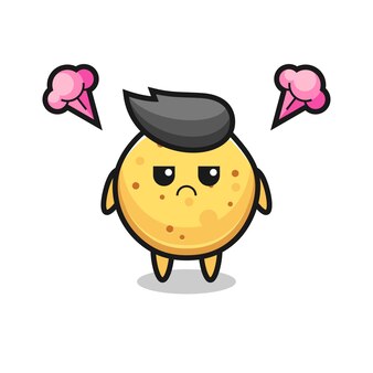 Expression agacée du personnage de dessin animé mignon de chips de pomme de terre, design mignon