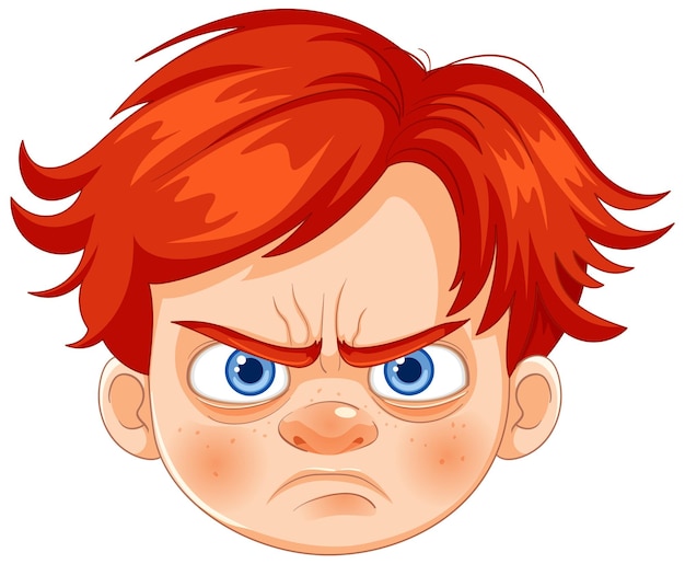 Vecteur gratuit expression de dessin animé de jeune garçon en colère