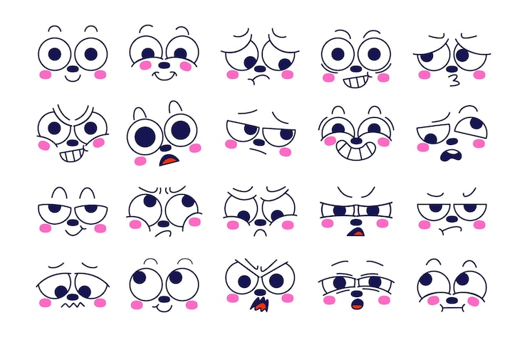 Vecteur gratuit expression de l'ensemble de concept d'émotion. visage de caractère dans différentes émotions.