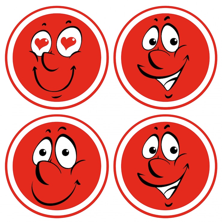 Vecteur gratuit expressions faciales sur le cercle rouge