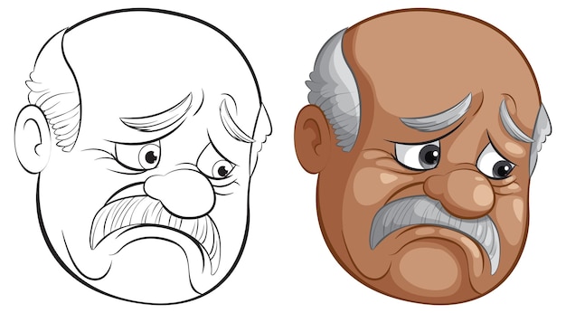 Vecteur gratuit les expressions des hommes âgés dans l'illustration