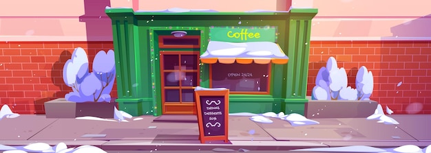 Vecteur gratuit extérieur du café en hiver