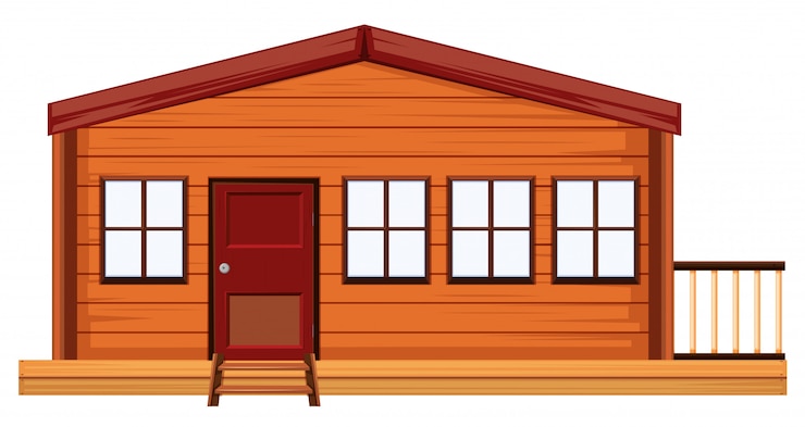 Vecteur gratuit un extérieur de maison en bois
