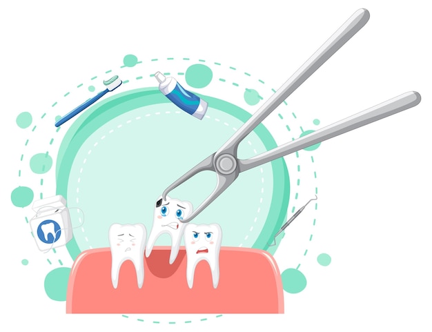 Extraction De Dents De Dessin Animé Sur Fond Blanc