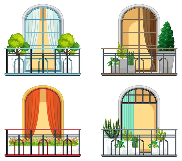 Vecteur gratuit façade de balcon d'immeuble d'appartements