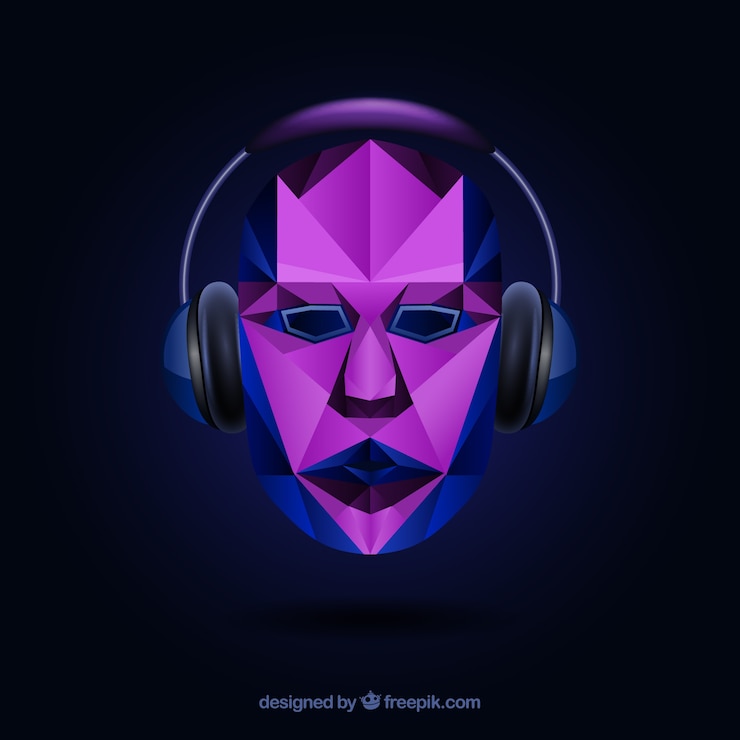 Vecteur gratuit face polygonale avec un casque
