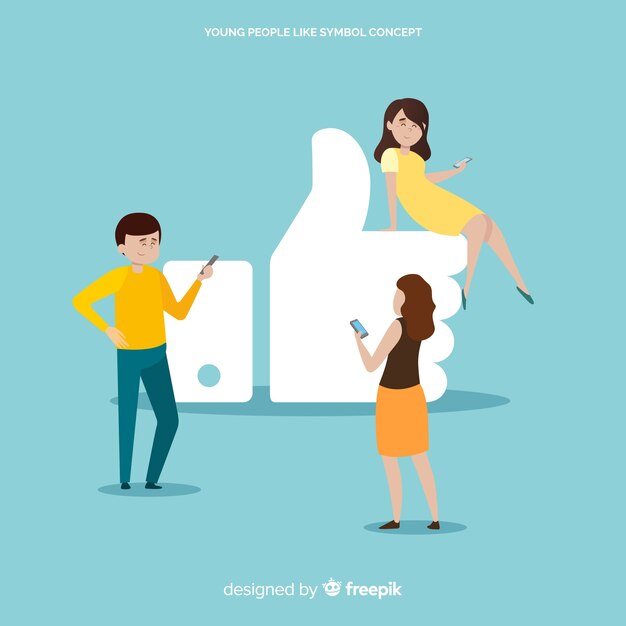 Facebook aime. adolescents sur les médias sociaux. conception de personnages.