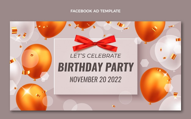 Vecteur gratuit facebook d'anniversaire d'or de luxe réaliste