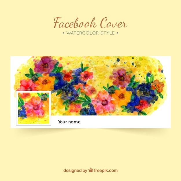 Vecteur gratuit facebook couverture florale aquarelle