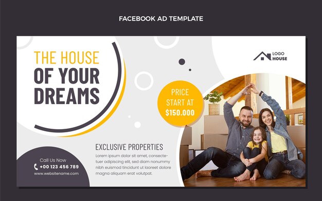Facebook immobilier design plat géométrique