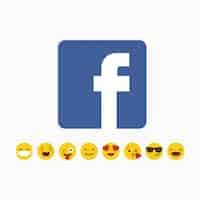 Vecteur gratuit facebook logo avec emoji icon set