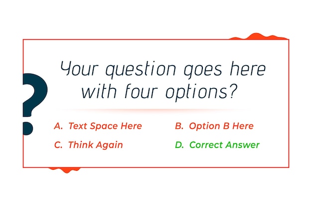 Vecteur gratuit une façon intelligente de tester vos connaissances avec la conception de bannières de quiz à options multiples