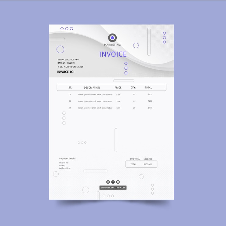 Vecteur gratuit facture commerciale marketing