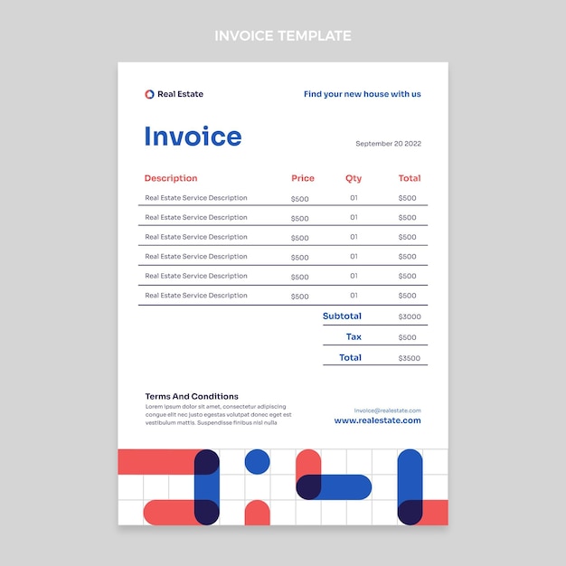 Vecteur gratuit facture immobilière géométrique abstraite