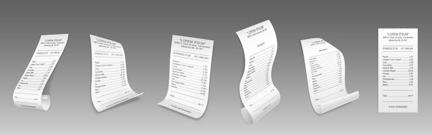 Vecteur gratuit factures reçus chèques papier factures d'achat