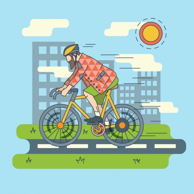 Vecteur gratuit faire du vélo dans la ville illustration plat