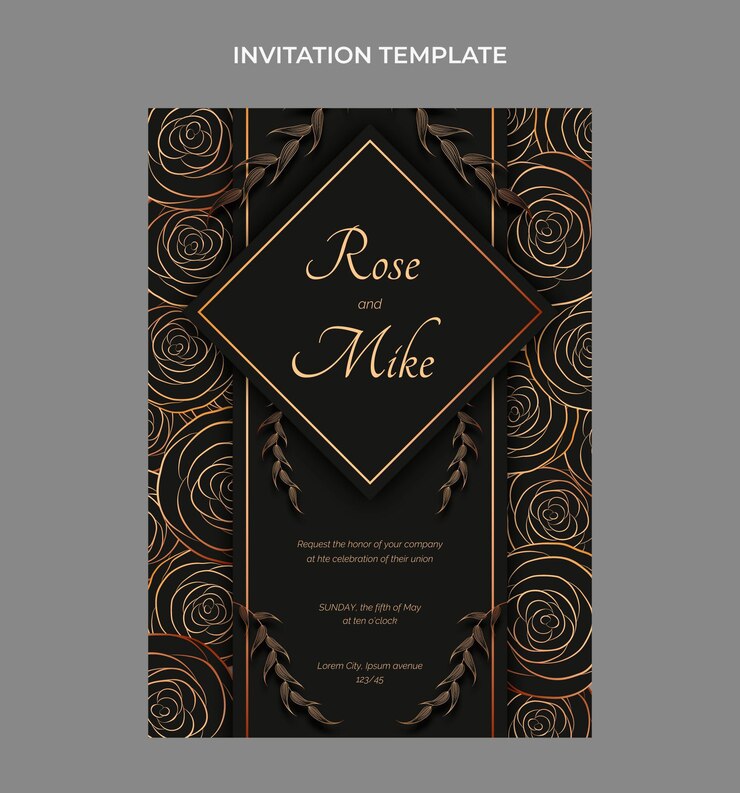 Vecteur gratuit faire-part de mariage doré de luxe réaliste