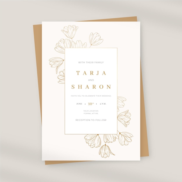 Faire-part De Mariage Floral Plat Bio