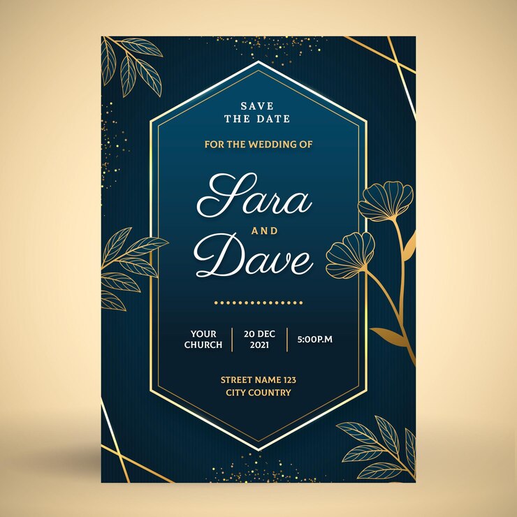 Vecteur gratuit faire-part de mariage de luxe doré dégradé