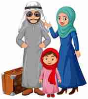 Vecteur gratuit famille arabe portant un personnage de costume arabe