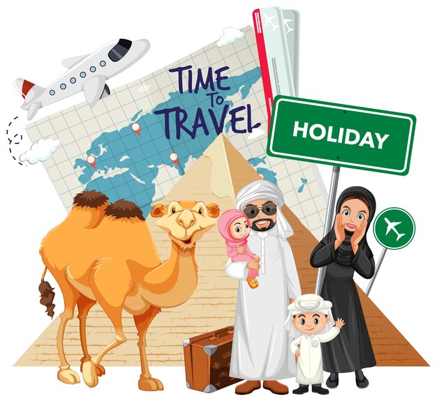 Famille arabe en vacances