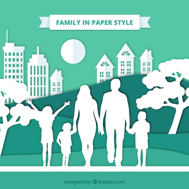 Vecteur gratuit famille heureuse dans le style de papier d'art