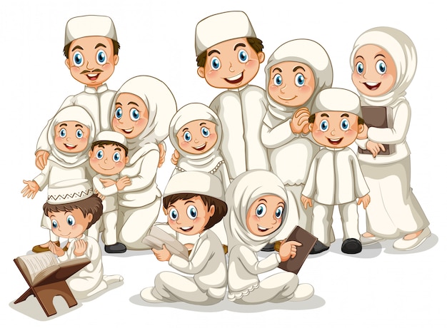 Vecteur gratuit famille musulmane
