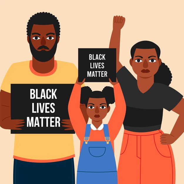 Une famille participe à la manifestation de Black Lives Matters
