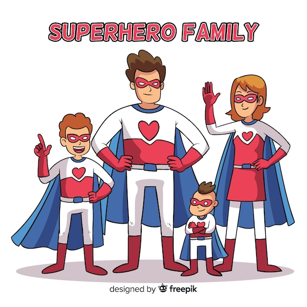 Vecteur gratuit famille de super-héros