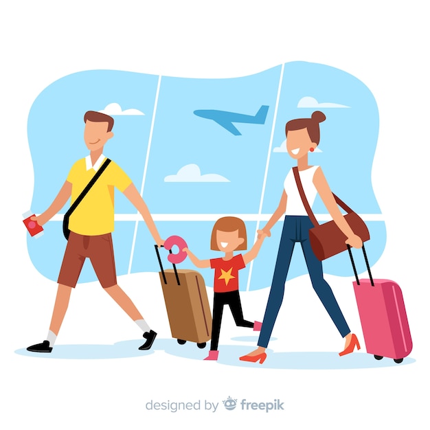 Vecteur gratuit famille voyageant