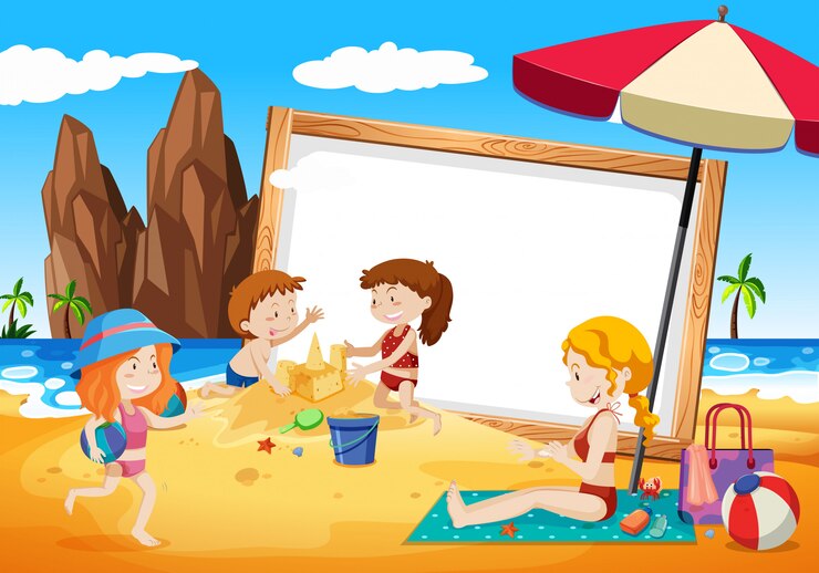 Vecteur gratuit familles sur la plage
