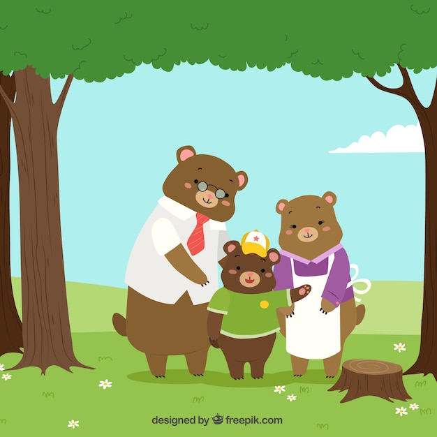 Vecteur gratuit family bear ackground