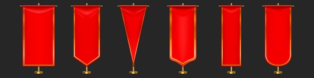 Le Fanion Rouge Signale Différentes Formes Sur Le Pilier D'or.