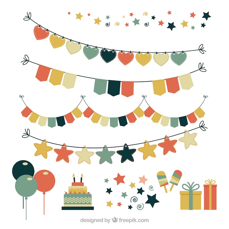 Vecteur gratuit fantastique collection d&#39;objets d&#39;anniversaire