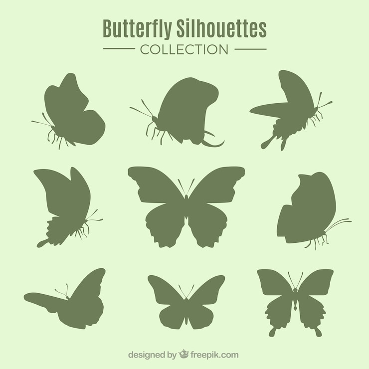 Vecteur gratuit fantastique collection de silhouettes de papillons