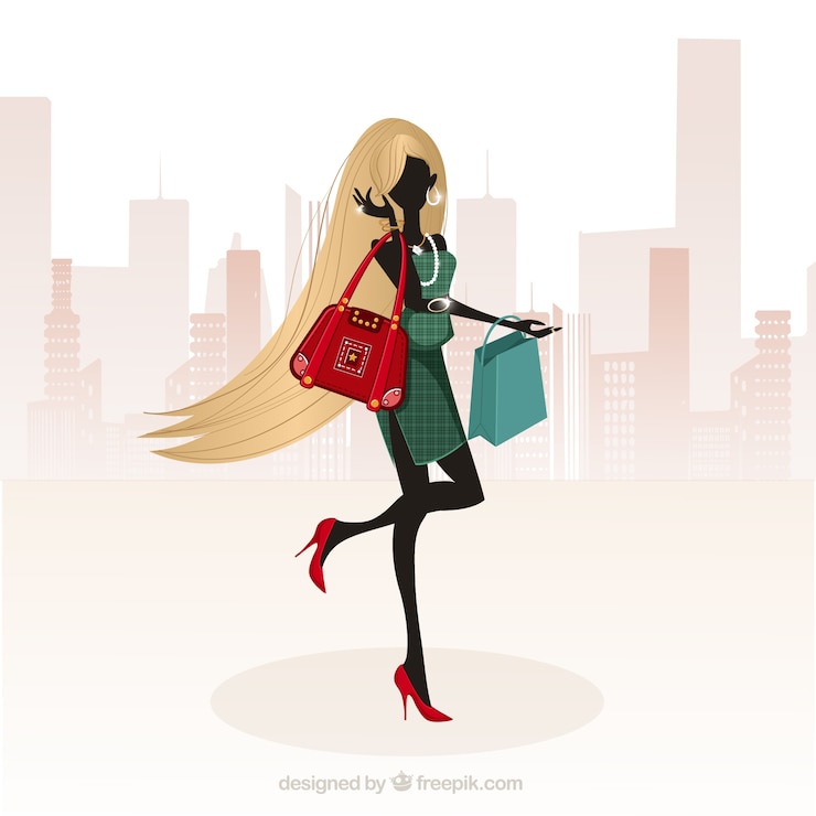 Vecteur gratuit fashion girl avec les cheveux longs