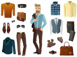 Vecteur gratuit fashion man set