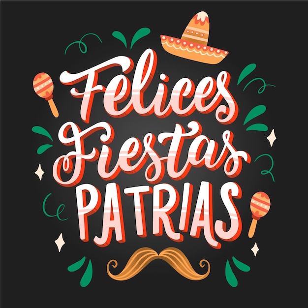 Vecteur gratuit felices fiestas patrias - lettrage