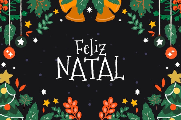 Vecteur gratuit feliz natal dessiné à la main