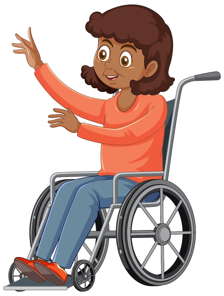 Vecteur gratuit femme assise sur un fauteuil roulant