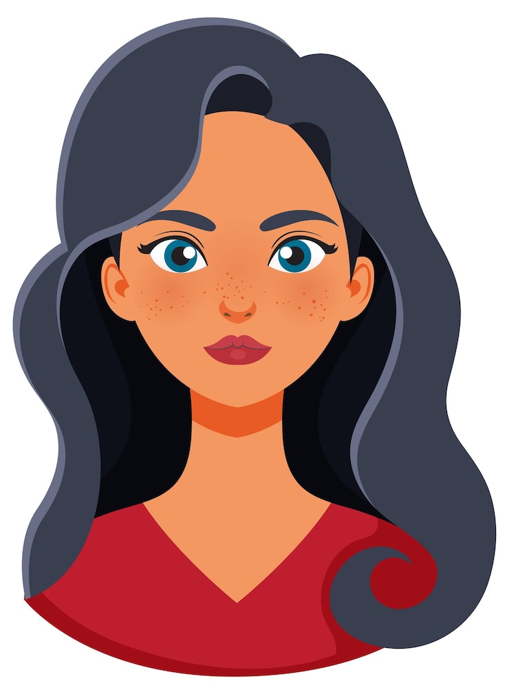 Vecteur gratuit une femme aux cheveux longs et sombres