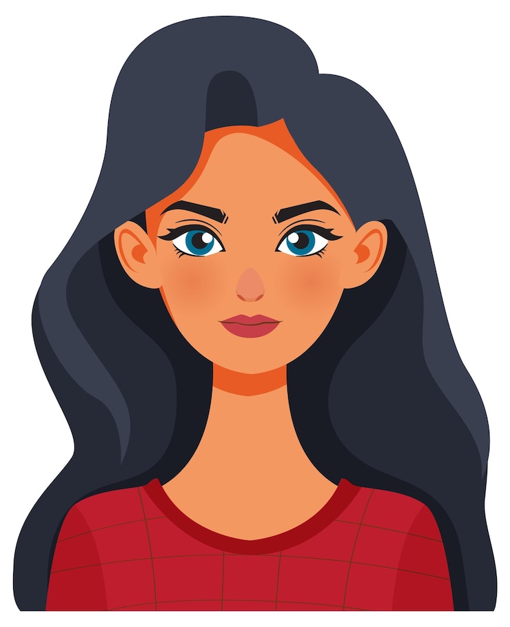 Vecteur gratuit une femme aux cheveux longs et sombres