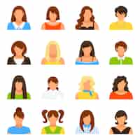 Vecteur gratuit femme avatar icons set